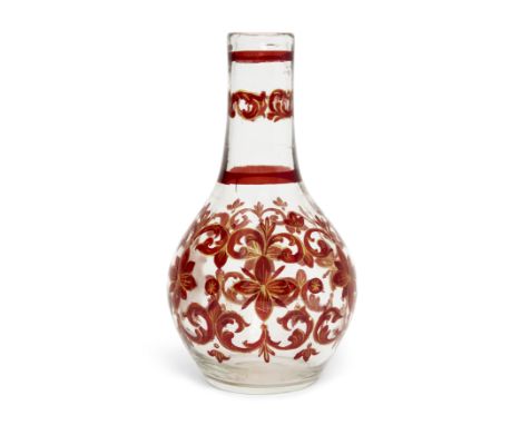 To Be Sold With No ReserveA Bohemian ruby overlay and gilt clear huqqa base for the Persian market, late 19th century, Pyrifo