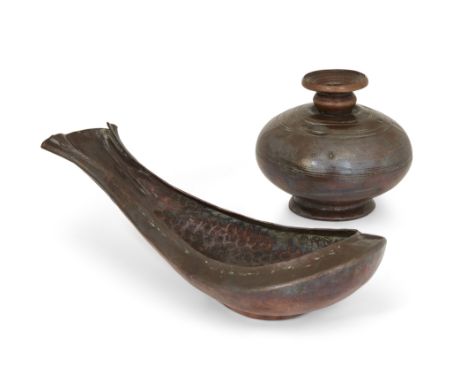 To Be Sold With No Reserve A copper lota and copper libation spoon argha patra, Rajasthan, India, 19th century, the first on 