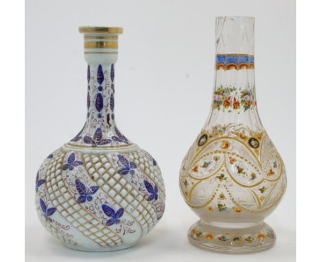 To Be Sold With No ReserveTwo glass hookah bases for the Turkish market,late 19th / early 20th century,to include a clear gla