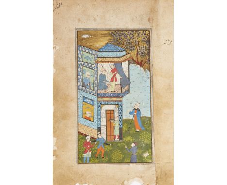 To Be Sold With No ReserveFour detached folios from a Safavid manuscript with added later illustrations, Iran, 16th century a