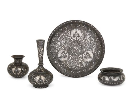 To Be Sold With No Reserve a group of small silver-inlaid bidri fish motif vessels, Lucknow, North India, 19th century, compr