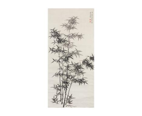 Nakabayashi Chikutō (1776 - 1873)A Japanese painting of bamboo, ink on paper, mounted as hanging scroll, signed by the artist