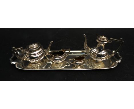 A Birmingham Silver Miniature Five Piece Tea Service