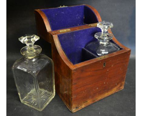 A Mahogany Decanter Box containing two cut glass decanters with stoppers