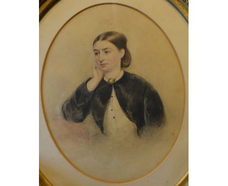 A 19th Century English SchoolHALF LENGTH PORTRAIT OF HANNAH FORSTERWithin oval gilded frame, 34 x 27 cms