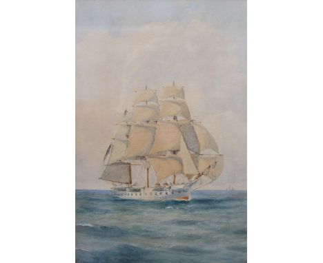 Lieutenant W.R. Kennedy RN (Marine Artist, exh. 1900)The Clipper at Full Sail monogrammed K, watercolour, 25cm x 17cm