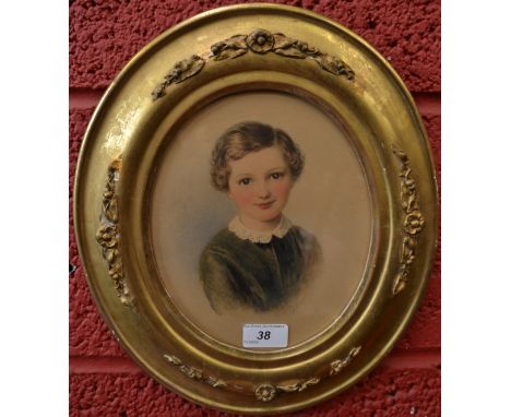 L. Rayner (second half, 19th century)Portrait of a Boy of Means, half-length, casually coiffed hair in ringlets, lace-trimmed