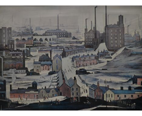 LS Lowry, after, Ashton-under-Lyne, Industrial Landscape, print, 55cm x 73cm, framed