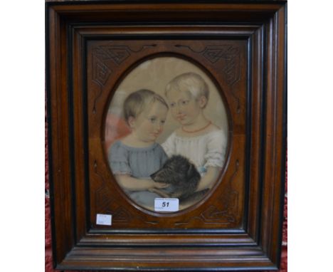 Jardowski (mid-19th century)Double-Portrait, of Two Young Girls and their Dog of the Hicks or Thompson Families, Essex, half-