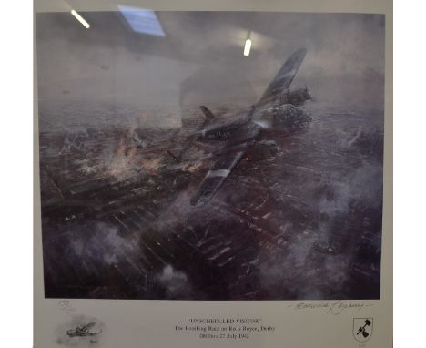 Roderick Lovesey (1944 - 2002), by and after, "Unscheduled Visitor": The Bombing Raid on Rolls Royce, Derby, 0800hrs 27 July 