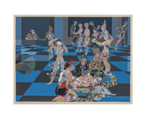 NÄGELE, REINHOLD (1884-1972, Prof.), "Karneval", 1947/67, Farbsiebdruck/Papier, u.re. von Hand signiert und datiert 1947/67, 