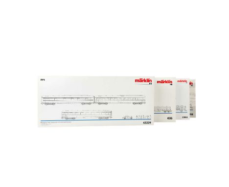 MÄRKLIN 4-tlg Konvolut Wagensets, Spur H0, bestehend aus 'Nebenbahn-Zug der Pfalz-Bahn '43981' mit 4 Wagen und Broschüre (Lei