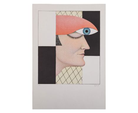 GENKINGER, FRITZ (1934-2017), "Profilbildnis", Farblithographie/Papier, u.re. mit Bleistift von Hand signiert, u.li. mit Blei