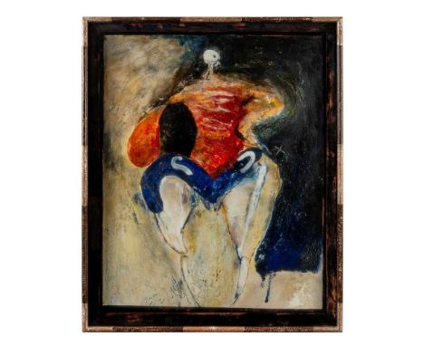 initialled (lower right), oil and oil stick on gesso panel83cm x 66cm (32.75in x 26in)Provenance: Private Collection, London.