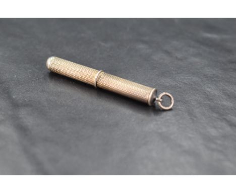 An early Queen Elizabeth II silver propelling toothpick, of traditional engine-turned form with twisted pick, marks for Birmi