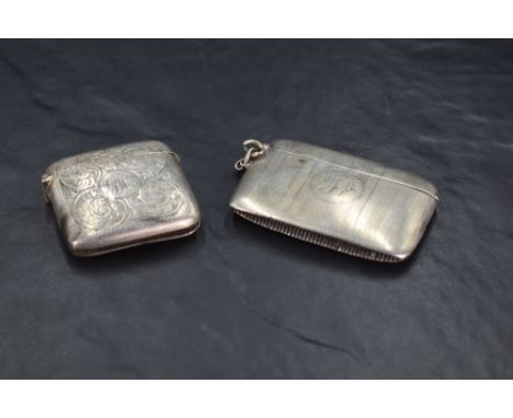 A George V silver vesta case, of elongated form with bands of engine-turned decoration and circular cartouche engraved with i