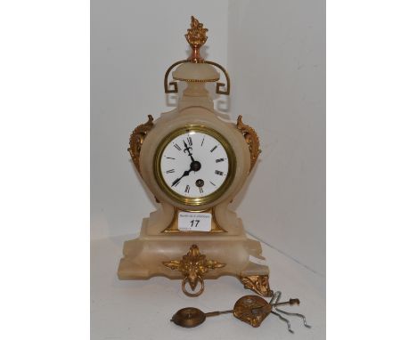 A late 19th century onyx and gilt metal  mantel clock 