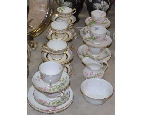 Teawares - a Tuscan china part tea service; a Staffordshire Argyle pattern part tea service  