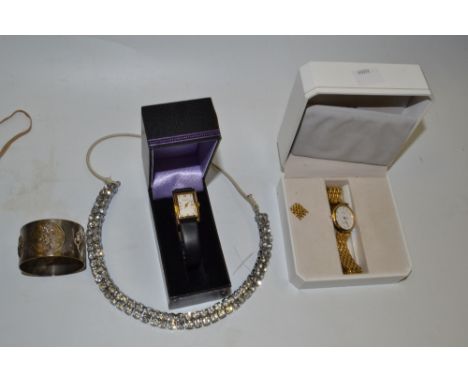 A Sekonda lady;s gold plated wristwatch;  another, Zenith;  Accurist;  a paste necklace;  etc 