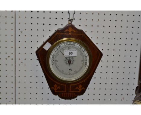 An Edwardian mahogany aneroid wall barometer, satinwood inlay, c.1910