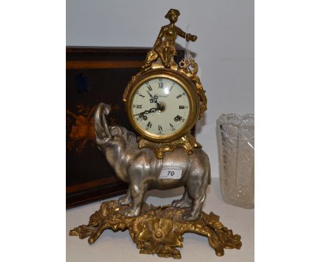 An Italian gilt and silvered novelty clock, as an elephant