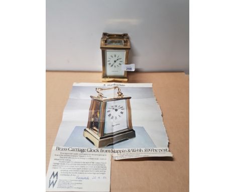 BRASS CARRIAGE CLOCK FROM MAPPIN &amp; WEBB