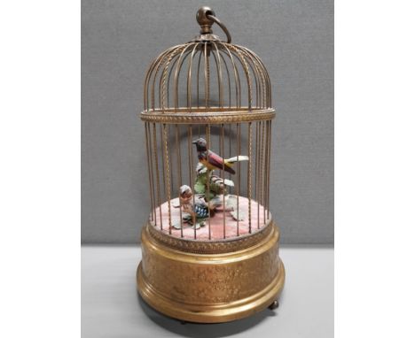 REUGE MUSIC ANTIQUE FINISH SONG BIRDS AUTOMATON BIRDCAGE IN WORKING ORDER AND WITH ORIGINAL BOX