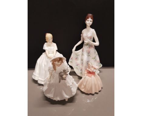 ROYAL WORCESTER FIGURE NAMED LUCY TOGETHER WITH 3 OTHER FIGURES SUCH AS ROYAL DOULTON HEATHER