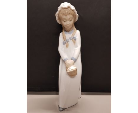 NAO BY LLADRO FIGURE GIRL HOLDING BASKET