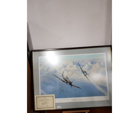 LARGE LIMITED EDITION PRINT OF COMBAT OVER LONDON NO 148/150 WITH CERTIFICATE