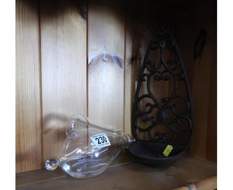 Glass Barometer and Cast Iron Wall Bracket 