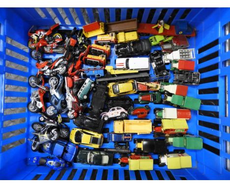 Plastic Crate and Contents - Model Cars and Motor Bikes 