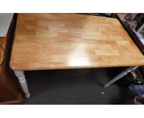 Light Wood Kitchen Table with Painted Legs 