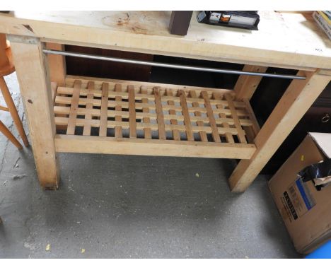 Kitchen Butchers Block with Hanging Rail and Shelf under 