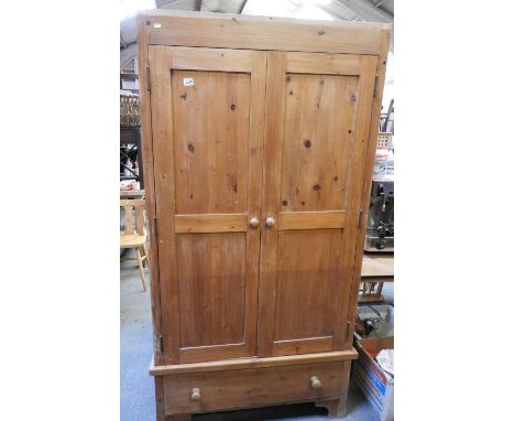 Pine Two Door Wardrobe with Drawer under 