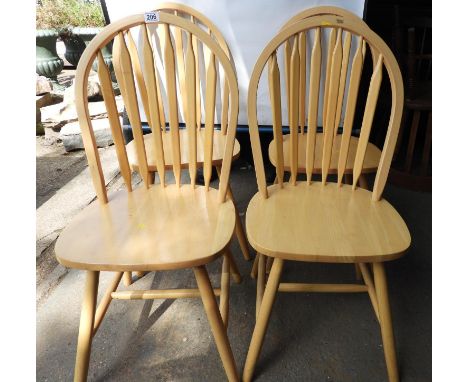 Set of 4x Light Wood Stick Back Chairs 