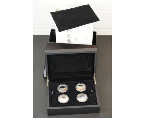 The Royal Mint United Kingdom 2016 'A Portrait of Britain' £5 silver proof four coin set in fitted display box together with 