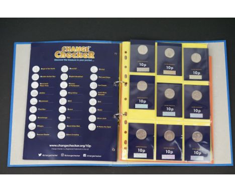 A complete collection of British Royal Mint A-Z 10p Collectors coins to include the collectors medallion, all on change check