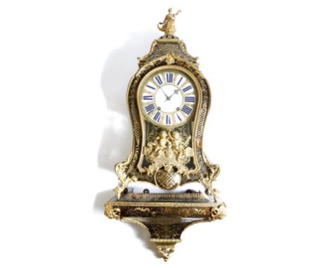 λ A Louis XV and later gilt brass and tortoiseshell boulle marquetry mantel clock, with ebony veneers, the eight day movement