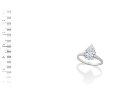 A DIAMOND SINGLE-STONE RING, MOUNTED BY GÜBELINSet with a pear-shaped diamond, weighing 3.10 carats, maker's mark, ring size 