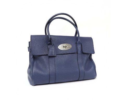 A Mulberry cornflower blue Bayswater bag,dual rolled handles, silver tone hardware, postmans lock closure, opening to interio