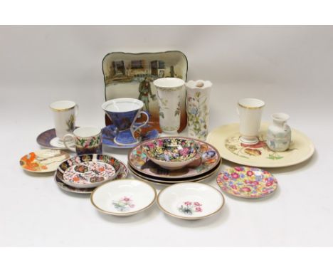 Clarice Cliff Rhodanthe saucer, Clarice Cliff plate, Royal Crown Derby Imari saucer and other collectable china - including R