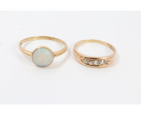 Gold (18ct) diamond five stone ring, together with a gold (18ct) opal cabochon ring CONDITION REPORT Total gross weight appro