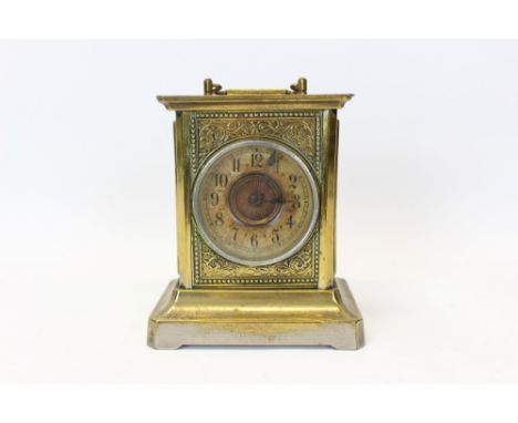 Late 19th / early 20th century Continental alarm clock with twin spring movement, integral winding keys and alarm set and ena