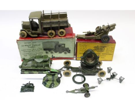 Britains British Army 10-wheeled covered Tender no. 1432, Gun of The Royal Artillery no. 1292, both boxed, plus some unboxed 