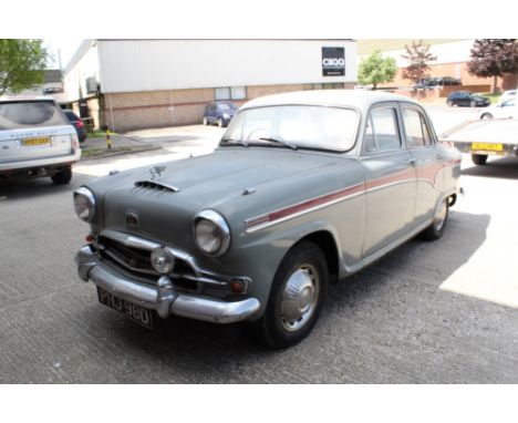 1958 Austin A95 saloon, 2639cc engine.  Finished in grey with red centre stripe.  Registration no. PHJ980.  Now both MOT and 