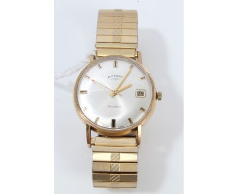 1960s gentlemen's gold (9ct) Rotary calendar wristwatch on expanding plated bracelet CONDITION REPORT Watch is working