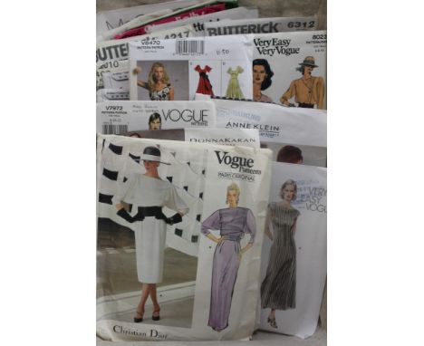 Selection of Vogue dress making patterns 1980s, designers Christian Dior, Donna Karan, Anne Klein, etc, plus other makes (qty