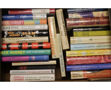 Books:  Nick Hornby - nine works - including 1st of Fever Pitch, seven Graham Greene (not 1st), Laurens van der Post, eleven 