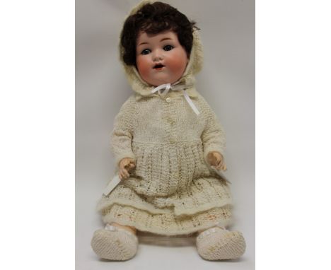 Doll - Armand Marseille bisque head 990 A. 11. M. - blue sleeping eyes, open mouth, composite body, bent limbs